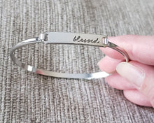 Load image into Gallery viewer, She&#39;s Blessed Silver Clasp Bracelet
